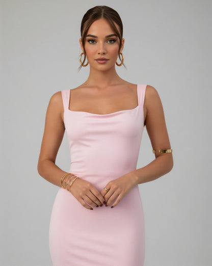 EVELLE Satin Bow-Back Maxi Dress