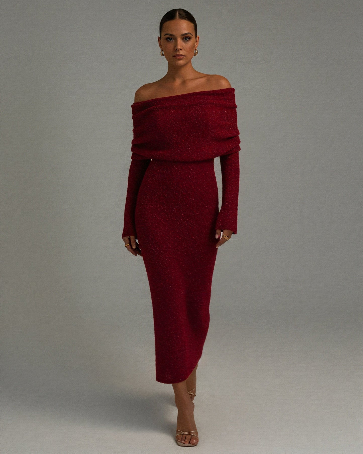 ANGELICA Knit Off-Shoulder Maxi Dress